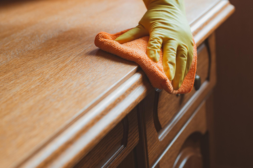cleaning-maintenance-wooden-furniture-chair-table-with-rag-cleaning-agent